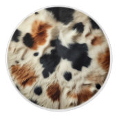 ブラウン白黒コウィドプリントカントリーウェスタン セラミックノブ (正面)