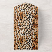 ブラウン白黒ヒョウアニマルプリント オールインワン招待状 (外側)