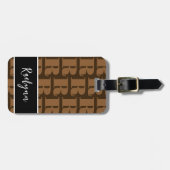 ブラウン白黒モダンモノグラムイニシャル文字 ラゲッジタグ (正面横)