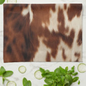 ブラウン白黒牛革 キッチンタオル (折り畳み)