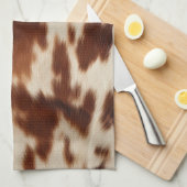 ブラウン白黒牛革 キッチンタオル (四つ折り)