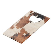 ブラウン白黒牛革 クレジットカード栓抜き (正面アングル)