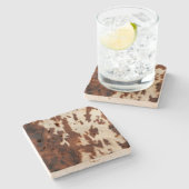 ブラウン白黒牛革 ストーンコースター (横)