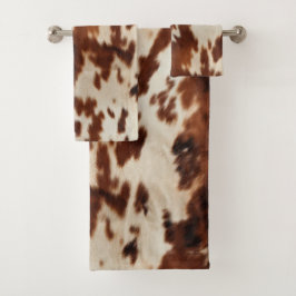 ブラウン白黒牛革 バスタオルセット