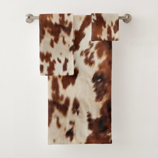 ブラウン白黒牛革 バスタオルセット (インサイチュ)