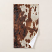 ブラウン白黒牛革 バスタオルセット (ハンドタオル)