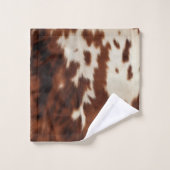 ブラウン白黒牛革 バスタオルセット (ウォッシュタオル)