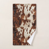 ブラウン白黒牛革 バスタオルセット (ハンドタオル)