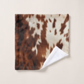 ブラウン白黒牛革 バスタオルセット (ウォッシュタオル)