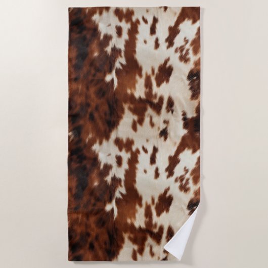 ブラウン白黒牛革 ビーチタオル (正面)