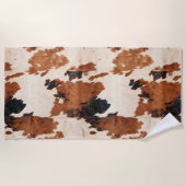 ブラウン白黒牛革 ビーチタオル (正面)