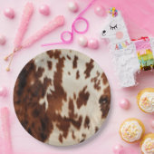 ブラウン白黒牛革 ペーパープレート (パーティー)