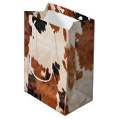 ブラウン白黒牛革 ミディアムペーパーバッグ (正面アングル)