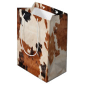 ブラウン白黒牛革 ミディアムペーパーバッグ (裏面アングル)