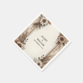 ブラウン秋ウッドペーパーリサイクル紙結婚ズ スタンダードカクテルナプキン (角)