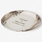 ブラウン秋ウッドペーパーリサイクル紙結婚ズ ペーパープレート (アングル)