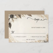 ブラウン秋ウッドペーパーリサイクル紙結婚ズ 出欠カード (正面/裏面)