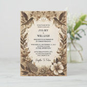 ブラウン秋ウッドペーパーリサイクル紙結婚ズ 招待状 (スタンド正面)