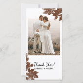 ブラウン秋メープルリーフスタンプサンキュー サンキューカード (正面)