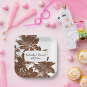 ブラウン秋メープルリーフスタンプ結婚ズ ペーパープレート (パーティー)