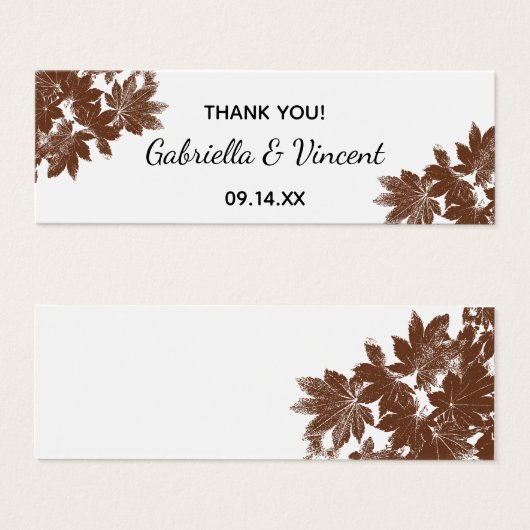 ブラウン秋リーフスタンプ結婚式の引き出物ラベル (正面&裏面)