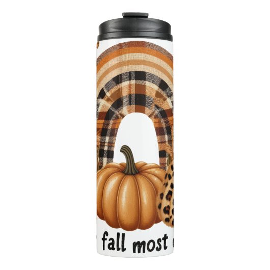 ブラウン秋レインボー&カボチャのシェード タンブラー (正面)