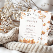ブラウン秋秋の風景葉ツリーズ結婚の 招待状