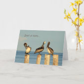 ブラウン空白のペリカン付きノートカード カード (黄色い花)