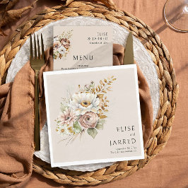 ブラウン系お花のRusticな結婚式 ウェディング パーソナライズ スタンダードランチョンナプキン