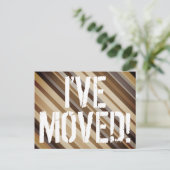 ブラウン系の色調が懐かしい「引越しました！」ポストカード 案内ポストカード (スタンド正面)