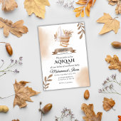 ブラウン紅葉ズベビーカー男の赤ちゃんアキカーインビット 招待状