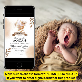 ブラウン紅葉ズベビーカー男の赤ちゃんアキカーインビット 招待状