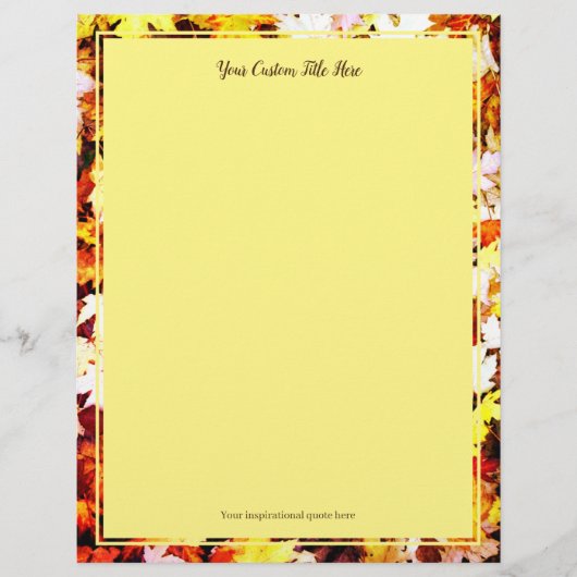 ブラウン紅葉結婚写真の文房具紙 (正面)