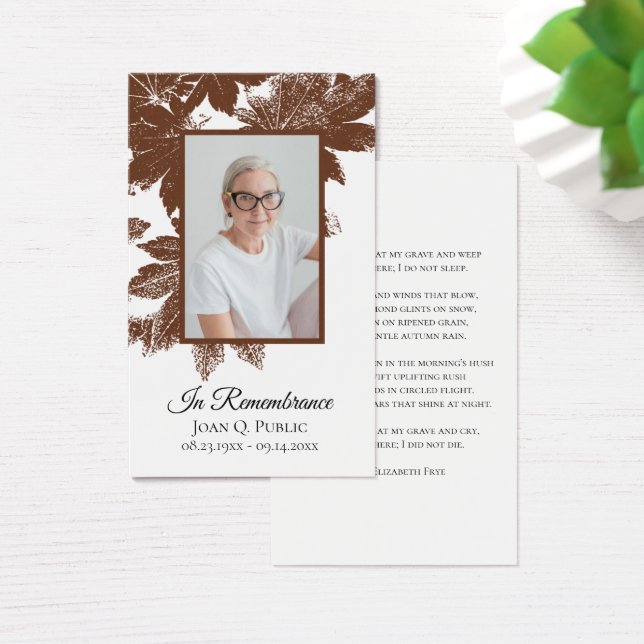 ブラウン紅葉葬儀記念祈りの言葉 (デスク)