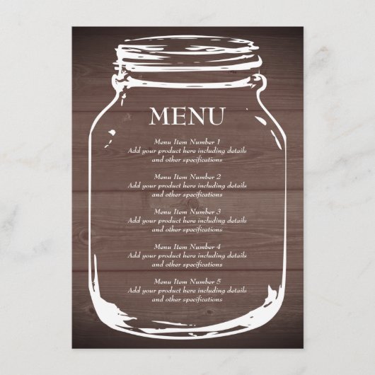 ブラウン納屋の木のマソン結婚ジャーのメニューテンプレート メニュー (正面)