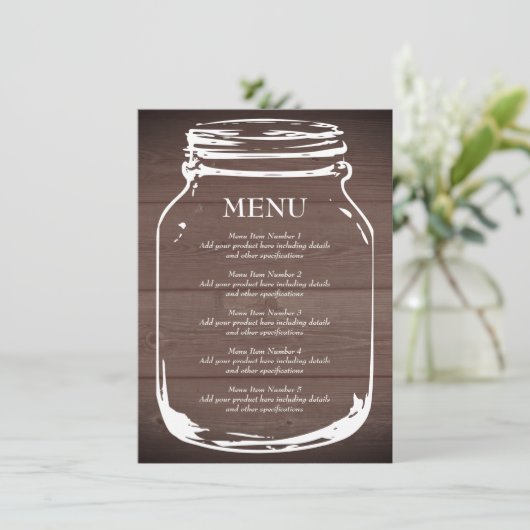 ブラウン納屋の木のマソン結婚ジャーのメニューテンプレート メニュー (スタンド正面)