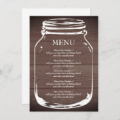 ブラウン納屋の木のマソン結婚ジャーのメニューテンプレート メニュー (正面/裏面)