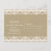 ブラウン紙とホワイトレース素朴日付を保存 案内ポストカード (裏面)