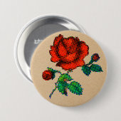 ブラウン紙にハーフトーンで描いた薔薇の花 缶バッジ (正面&裏面)
