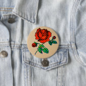 ブラウン紙にハーフトーンで描いた薔薇の花 缶バッジ (インサイチュ)