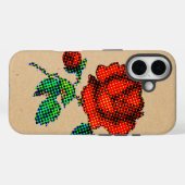 ブラウン紙のハーフトーンで咲くバラの花 ファインアート Case-Mate iPhoneケース (裏面 (横))