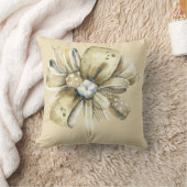 ブラウン紙パッケージ(赤とクリームファンシー弓) クッション (ブランケット)