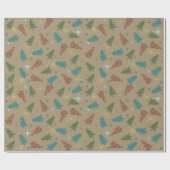 ブラウン紙レトロクリスマスホリデーラッピング紙 ラッピングペーパー (フラット)