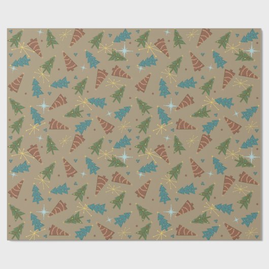 ブラウン紙レトロクリスマスホリデーラッピング紙 ラッピングペーパー (フラット)