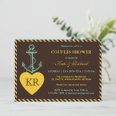 ブラウン素朴いかりラブカップルシャワー招待状 招待状 (スタンド正面)