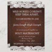 ブラウン素朴とホワイトレースの田舎の結婚式 招待状 (正面/裏面)