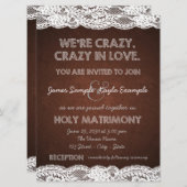 ブラウン素朴とホワイトレース結婚ズ 招待状 (正面/裏面)