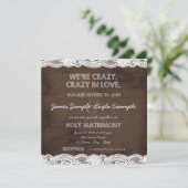 ブラウン素朴とホワイトレース結婚ズ 招待状 (スタンド正面)