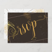 ブラウン素朴と白のrsvp招待状 インビテーションポストカード (正面/裏面)