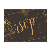 ブラウン素朴と白のrsvp招待状